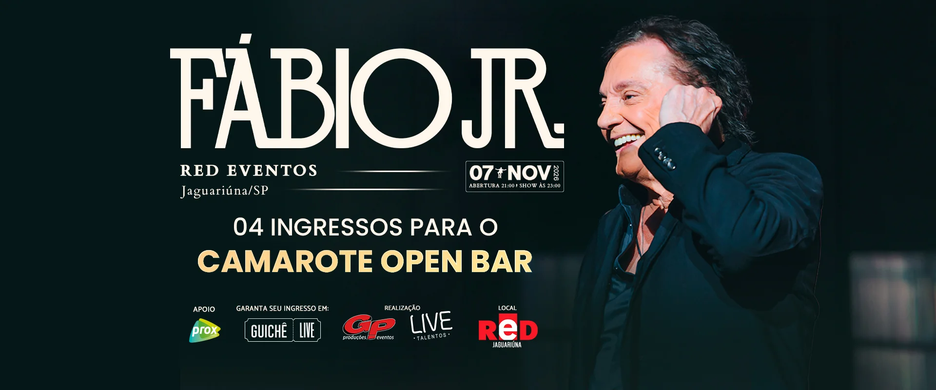 Você + 3 amigos no Open Bar para ver Fábio Jr